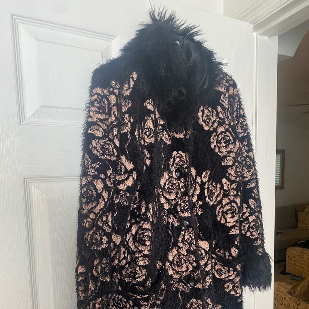 Sweater Coat with fur on collar and Sleeves! Like new!  Soft and cozy!